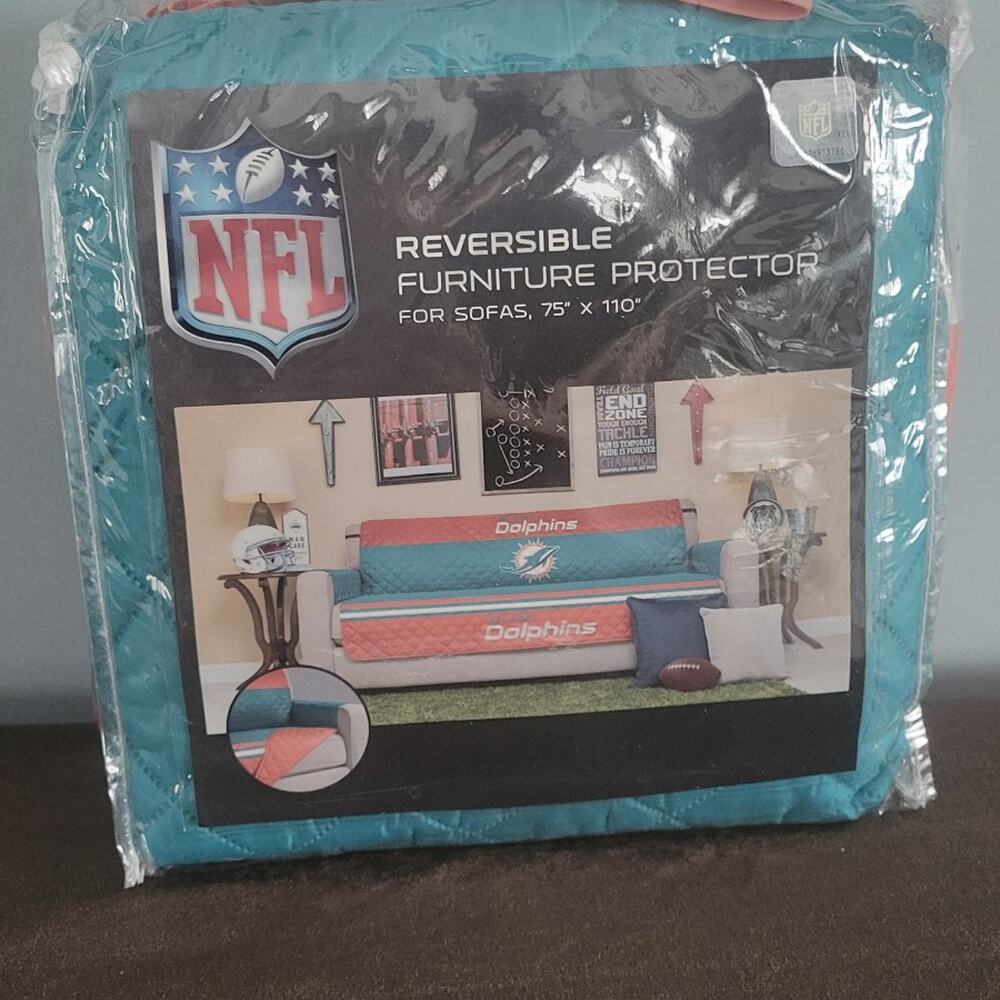 Miami Dolphins NFL Reversible Sofa Furniture Protector 75 x 110 New